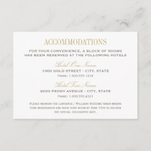 Elegant Gold and Grey Wedding Accommodations Enclosure Card