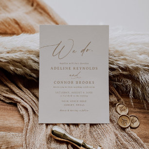 Elegant Gold and Ivory Calligraphy We Do Wedding Invitation