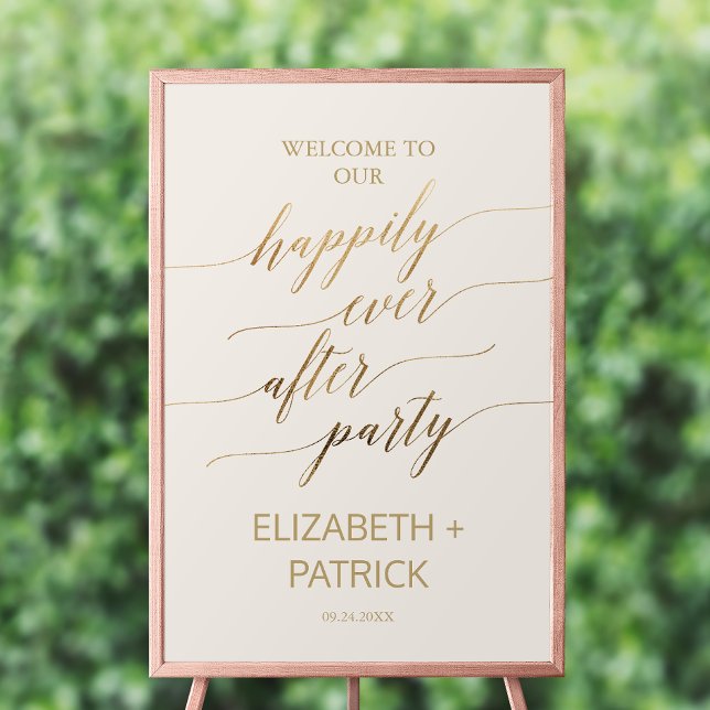 Elegant Gold and Ivory Happily Ever After Party Poster (Creator Uploaded)