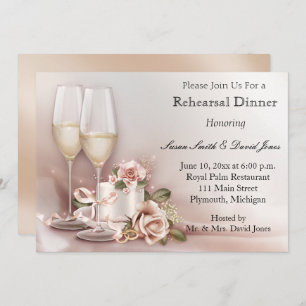Elegant Gold and Ivory Rehearsal Dinner Invitation