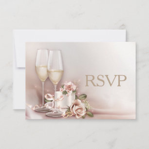 Elegant Gold and Ivory Wedding Invitation RSVP