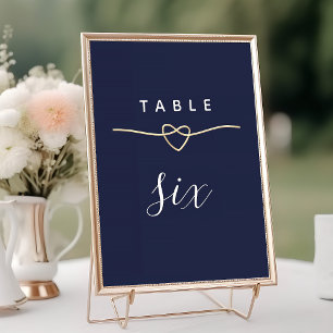 Elegant Gold and Navy Blue Wedding Table Number