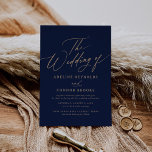 Elegant Gold and Navy Calligraphy Wedding of Invitation<br><div class="desc">Invite friends and family to share in the joy of your wedding with this modern invitation,  featuring an elegant script and gold typography on a rich navy background.</div>