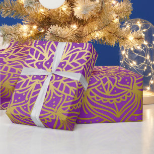 Elegant Gold and Purpel  Mandala Pattern Wrapping Paper