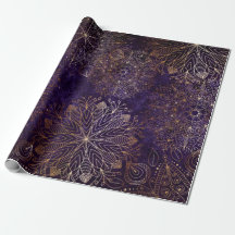 Elegant Gold and Purple Floral Mandala Pattern