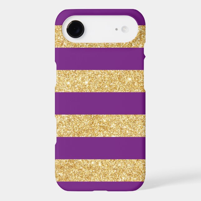 Elegant Gold and Purple Glitter Stripes Pattern Case-Mate iPhone Case (Back)