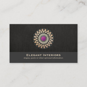 Elegant Gold and Purple Motif Interior Designer Business Card
