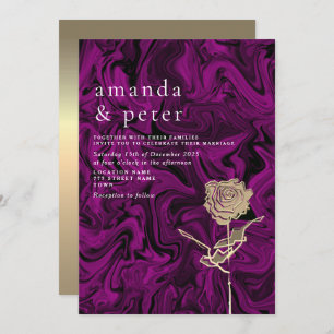 Elegant Gold and Purple Wedding Invitation