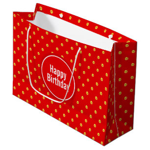 Elegant Gold and Red Birthday Large Gift Bag