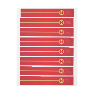 Elegant Gold and Red Design Wrap Around Label