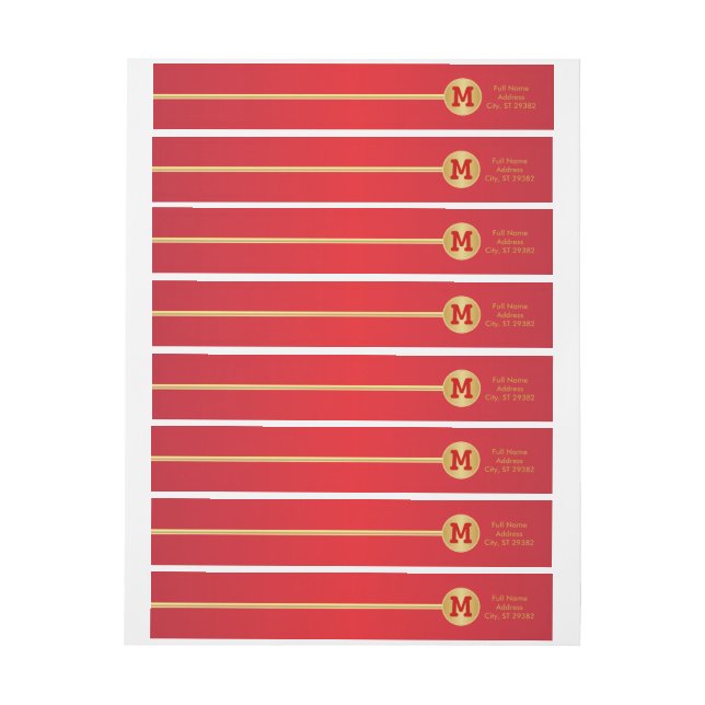Elegant Gold and Red Design Wrap Around Label (Sheet)