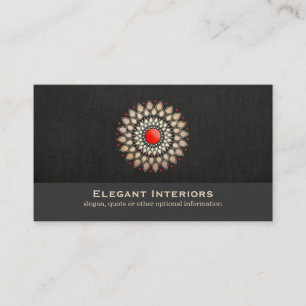 Elegant Gold and Red Motif Interior Designer Chic Business Card