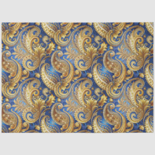 Elegant Gold and Royal Blue Paisley Tissue Paper