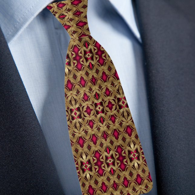 Elegant Gold and Ruby Pattern Necktie (Creator Uploaded)