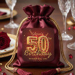 Elegant Gold and Ruby Red 50th Birthday Party Square Sticker<br><div class="desc">Celebrate a major milestone with this elegant 50th birthday sticker. Featuring a luxurious 3D gold number fifty encrusted with glamorous ruby red jewels and sparkling gold confetti, all set against a rich burgundy background. This stunning design is perfect for adding a touch of glamour to your milestone celebration. Easily adapt...</div>