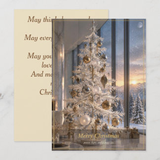Elegant Gold and Silver Christmas Tree Holiday Card