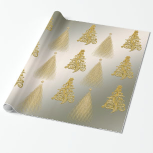 Elegant Gold and Silver Christmas Tree Wrapping Paper