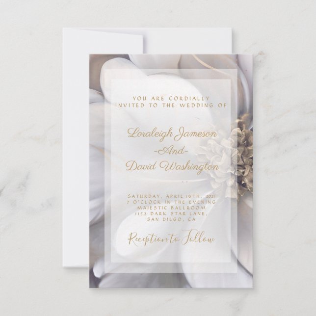Elegant gold and silver floral wedding Invitation (Front)