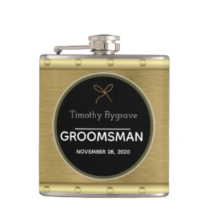 Elegant Gold and Silver Groomsman Favour Hip Flask