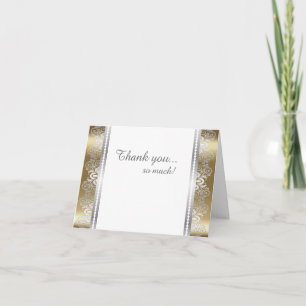 Elegant Gold and Silver Lace Design   Diy Words Thank You Card