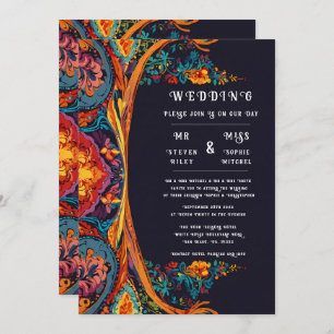 Elegant Gold and Teal Abstract Larva Wedding  Invitation