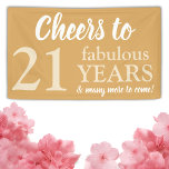 Elegant Gold and White 21st Birthday Banner<br><div class="desc">Elevate your birthday celebration with our Elegant Gold and White 21st Birthday Banner, a stunning and sophisticated addition to your party decor. This simple yet stylish large banner showcases a custom text template that exudes timeless charm. The template boasts several fully customizable text fields, artfully arranged to form a heartfelt...</div>