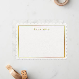 Elegant Gold and White Double Borders Personalized Card