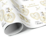 Elegant Gold and White Dove Wedding Hearts Wrapping Paper<br><div class="desc">Elegant Gold and White Dove Wedding Day Gift Wrap. ⭐This Product is 100% Customizable. *****Click on CUSTOMIZE BUTTON to add, delete, move, resize, changed around, rotate, etc... any of the graphics or text. 99% of my designs in my store are done in layers. This makes it easy for you to...</div>