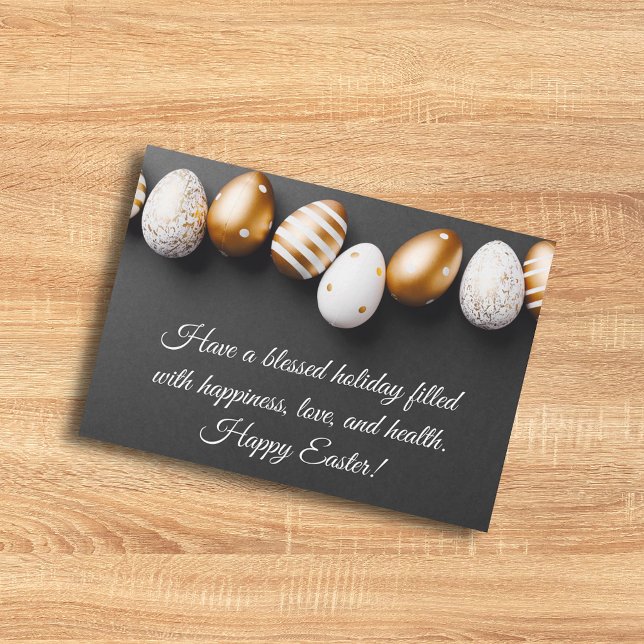 Elegant Gold and White Easter Eggs Chic Card (Creator Uploaded)