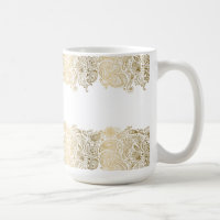 Elegant Gold And White Floral Paisley