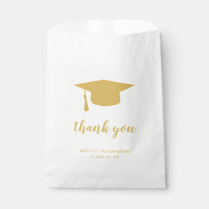 Elegant Gold and White Graduation Cap Thank You Favour Bag