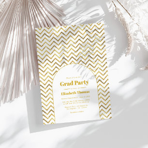 Elegant Gold and White Graduation Party Photo Invitation