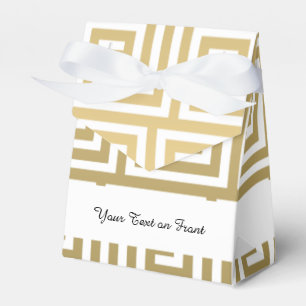 Elegant Gold and White Greek Key Pattern Favor Box