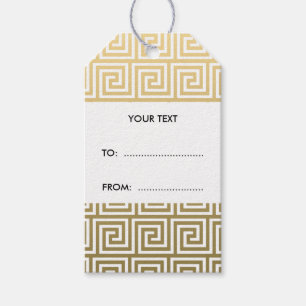 Elegant Gold and White Greek Key Pattern Gift Tags