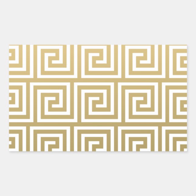 Elegant Gold and White Greek Key Pattern Sticker (Front)