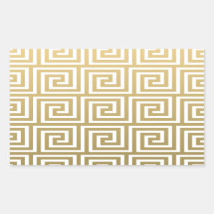 Elegant Gold and White Greek Key Pattern Sticker