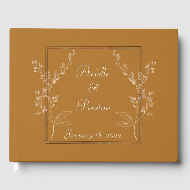 Elegant Gold and White Guest Book (Front)