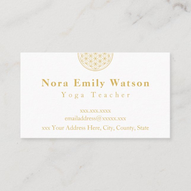 Elegant Gold and White Mandala Business Card (Front)