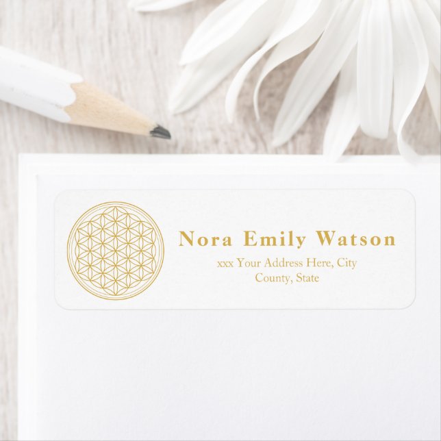 Elegant Gold and White Mandala Return Address (Insitu)