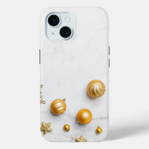 Elegant Gold And White Marble iPhone 15 Case