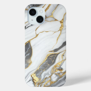 Elegant Gold And White Marble  iPhone 15 Case
