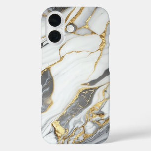 Elegant Gold And White Marble  iPhone 16 Case