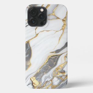 Elegant Gold And White Marble iPhone 13 Pro Max Case