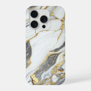 Elegant Gold And White Marble iPhone 15 Pro Case