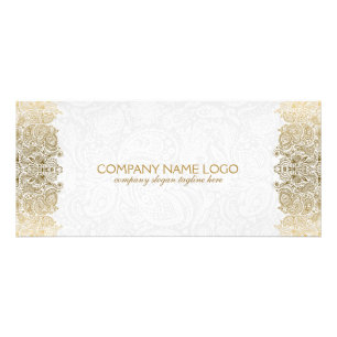 Elegant Gold And White Paisley Lace Pattern Rack Card