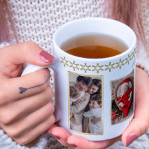 Elegant Gold and White Photo Collage Christmas