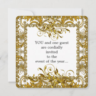 Elegant Gold and White Round Edge Invitation