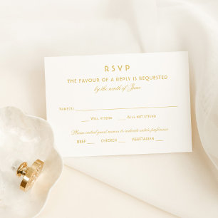 Elegant Gold and White Vintage Glamour Wedding RSVP Card