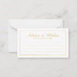 Elegant Gold and White Wedding Advice and Wishes<br><div class="desc">Beautiful Elegant Gold and White Wedding Advice and Wishes Card
featuring your information in gold elegant font style with gold rectangle border.

Click on the customize it button to personalize the design.

Please note that gold foil shown on product is a printed effect,  not an actual gold foil.</div>