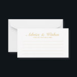 Elegant Gold and White Wedding Advice and Wishes Card<br><div class="desc">Beautiful Elegant Gold and White Wedding Wedding Advice and Wishes Card.

Click on the customize it button to personalize the design.</div>